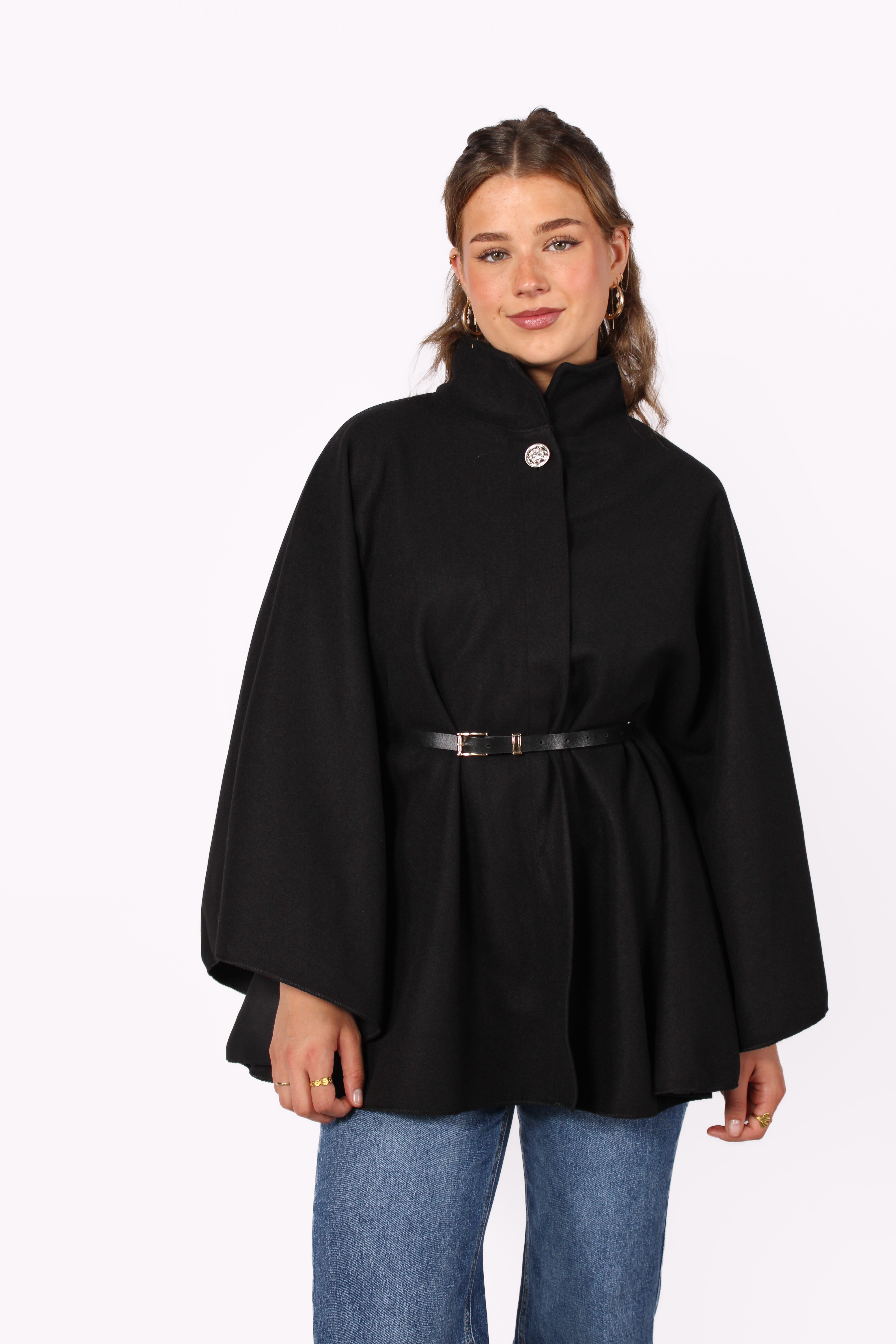 Long poncho with belt