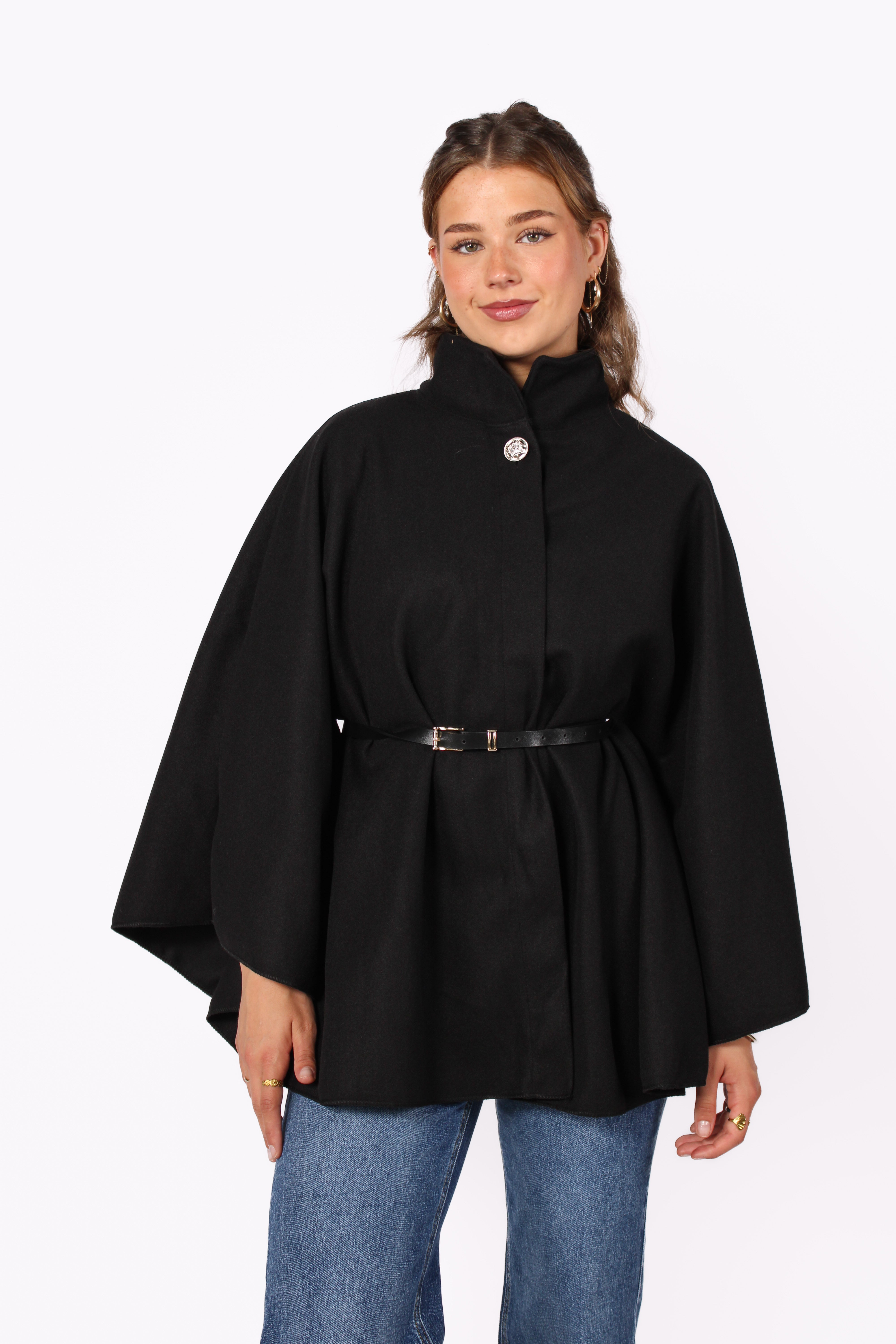 Long poncho with belt